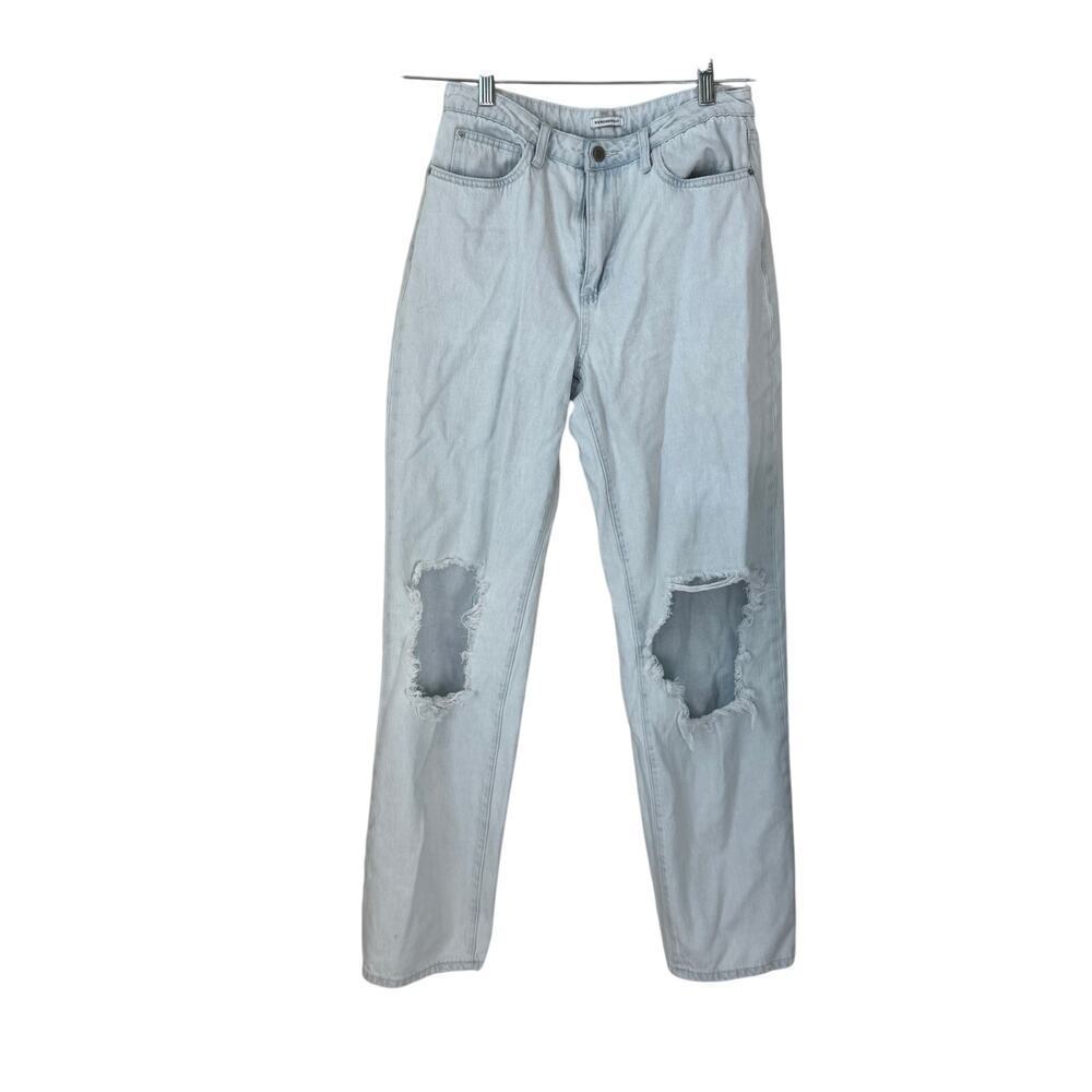 Weworewhat High Rise Straight Leg Distressed Jeans Light Wash Size 28